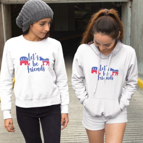 LET'S BE FRIENDS Politics Sweatshirt White - Picture 2 of 5